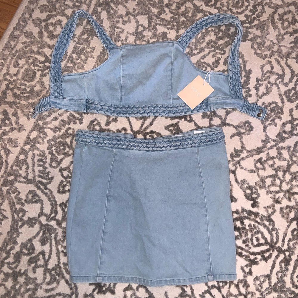 Mink Pink jean skirt set